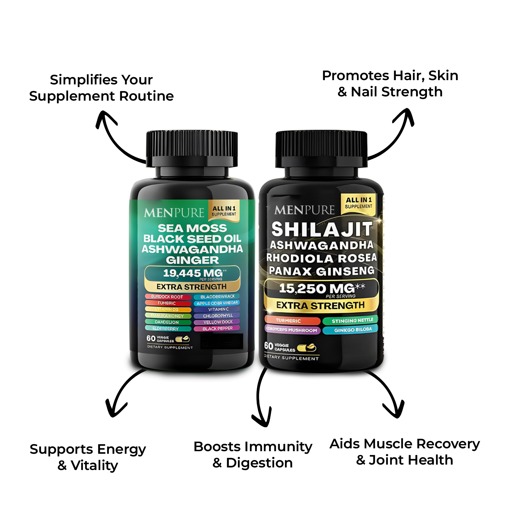 Meet the Menpure Sea Moss & Shilajit Capsules Bundle, Your All-in-One Daily Wellness Formula